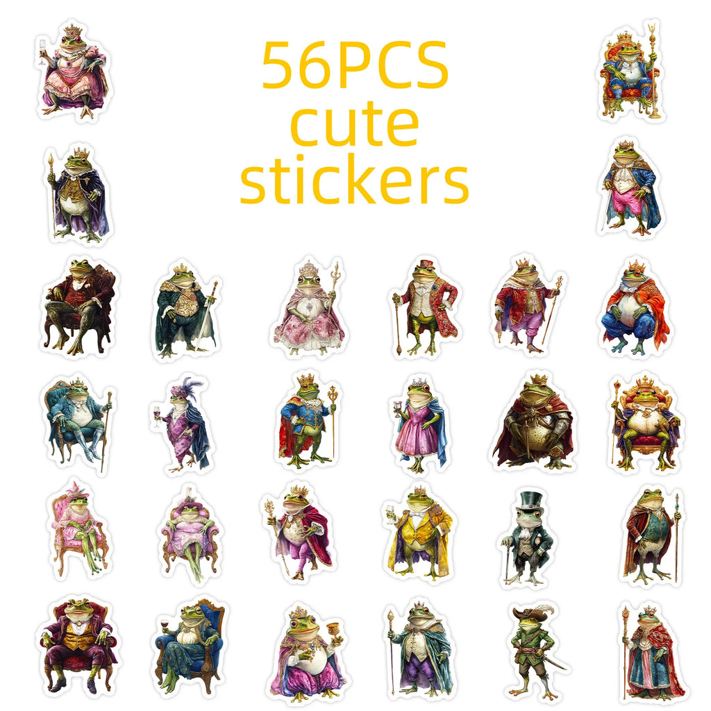 56PCS Fantasy Frog Aristocrat Stickers Kids Reward Stationery Decals DIY Fun Notebook Fridge Suitcase Waterproof Sticker