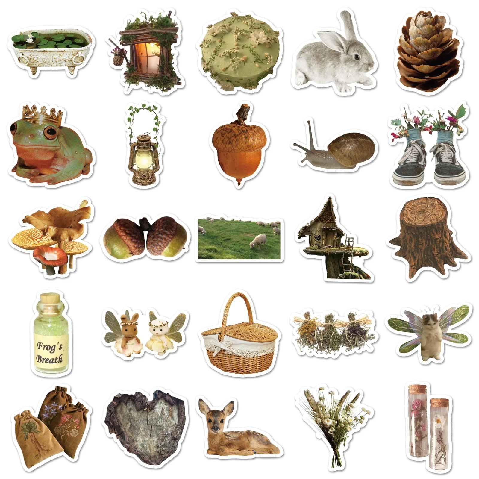 50/100PCS Cartoon Forest Graffiti Stickers Small Fresh Retro Decoration Water Cup Skateboard Computer Laptop Stationery Stickers