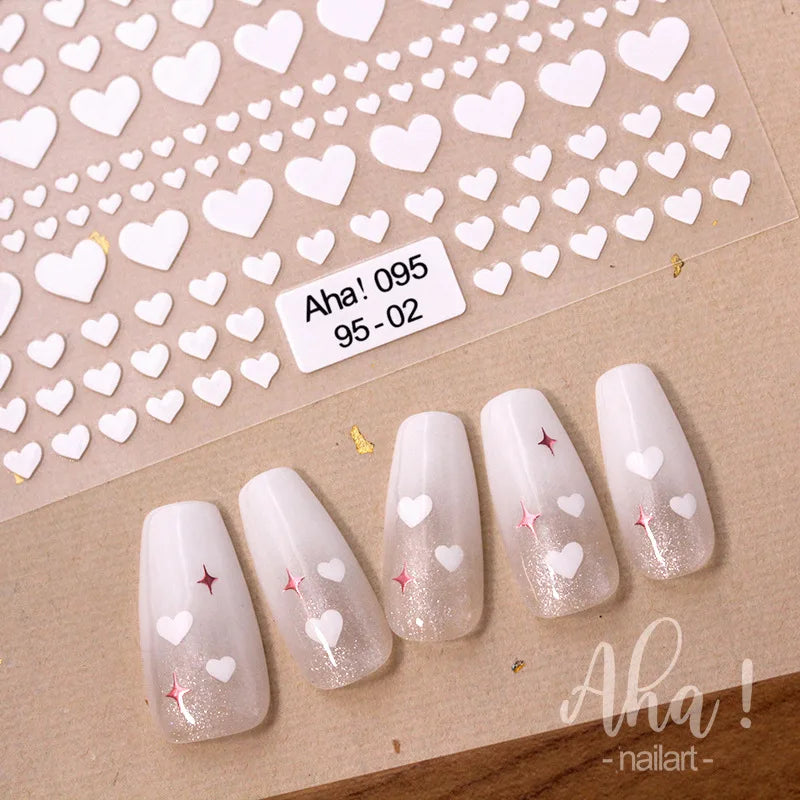 Love Nail Stickers 2025 New Style Heart Metal Red Nail Stickers Nail Accessories Back Adhesive Manicure Decorations Decals DIY
