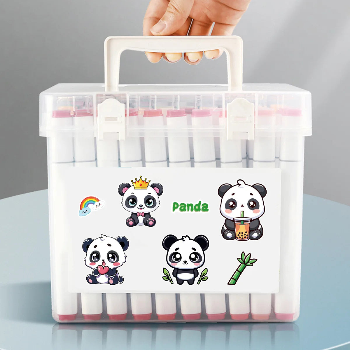 8/16/24Pcs Panda Make A Face Puzzle Stickers, Cartoon Fun Stationery Decals Phone Laptop Fridge Notebook Kids DIY Decor Stickers