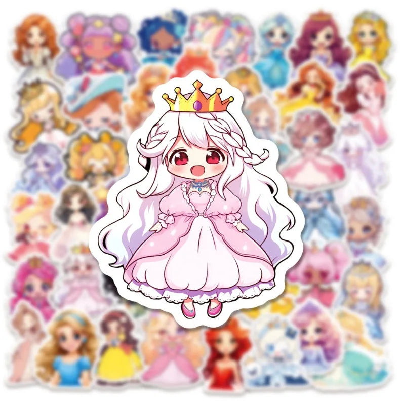 60/120 Pcs Cute Cartoon Princess Stickers for Notebook Cup Stationery Box Suitcase Fridge Desk File Holder Removable Waterproof