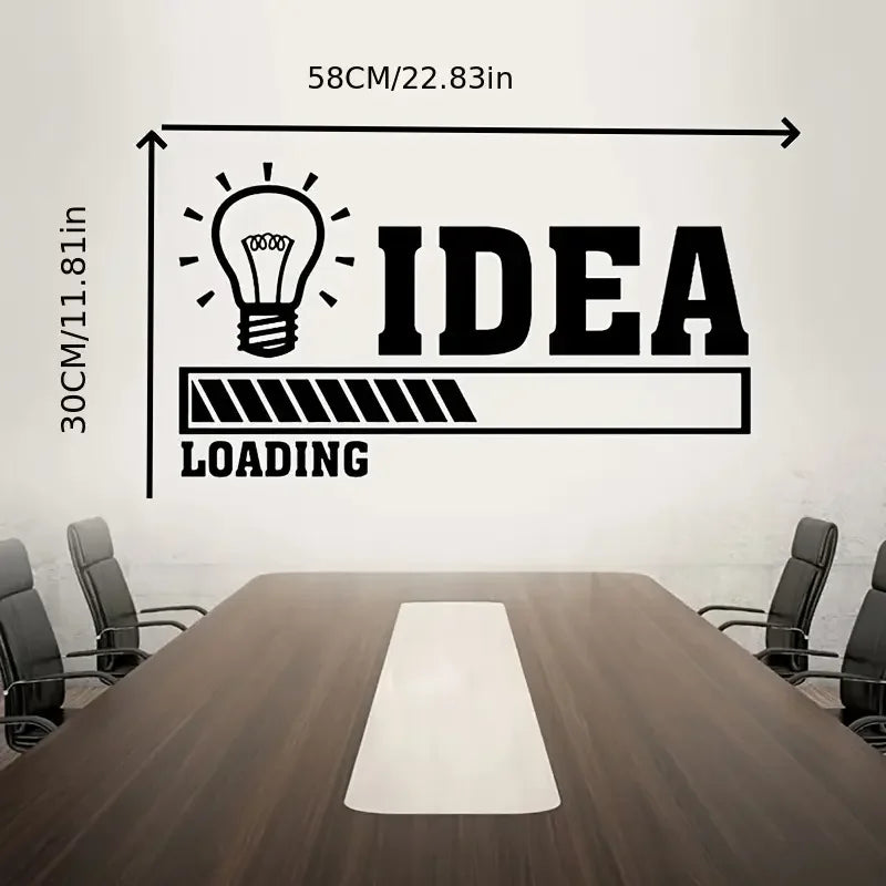 Creative Office Wall Stickers - Ideas Loading Decals with Cartoon Light Bulb Design, Removable Self-Adhesive Vinyl Decals for Gl