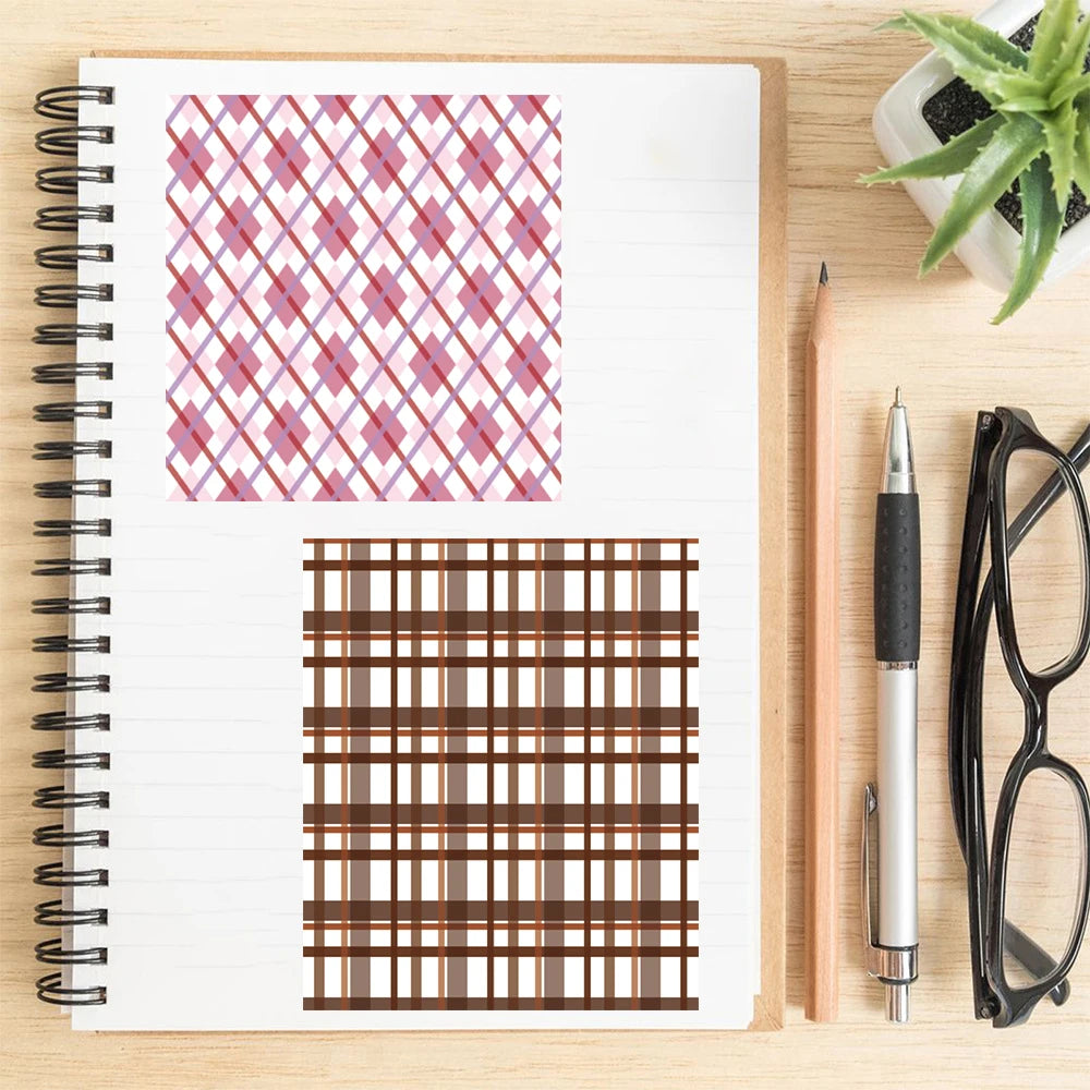 8PCS Grid Material Paper Is Convenient Collages Sticker Motorcycle Suitcase Stationery Scrapbooking Phone Creativity Sticker