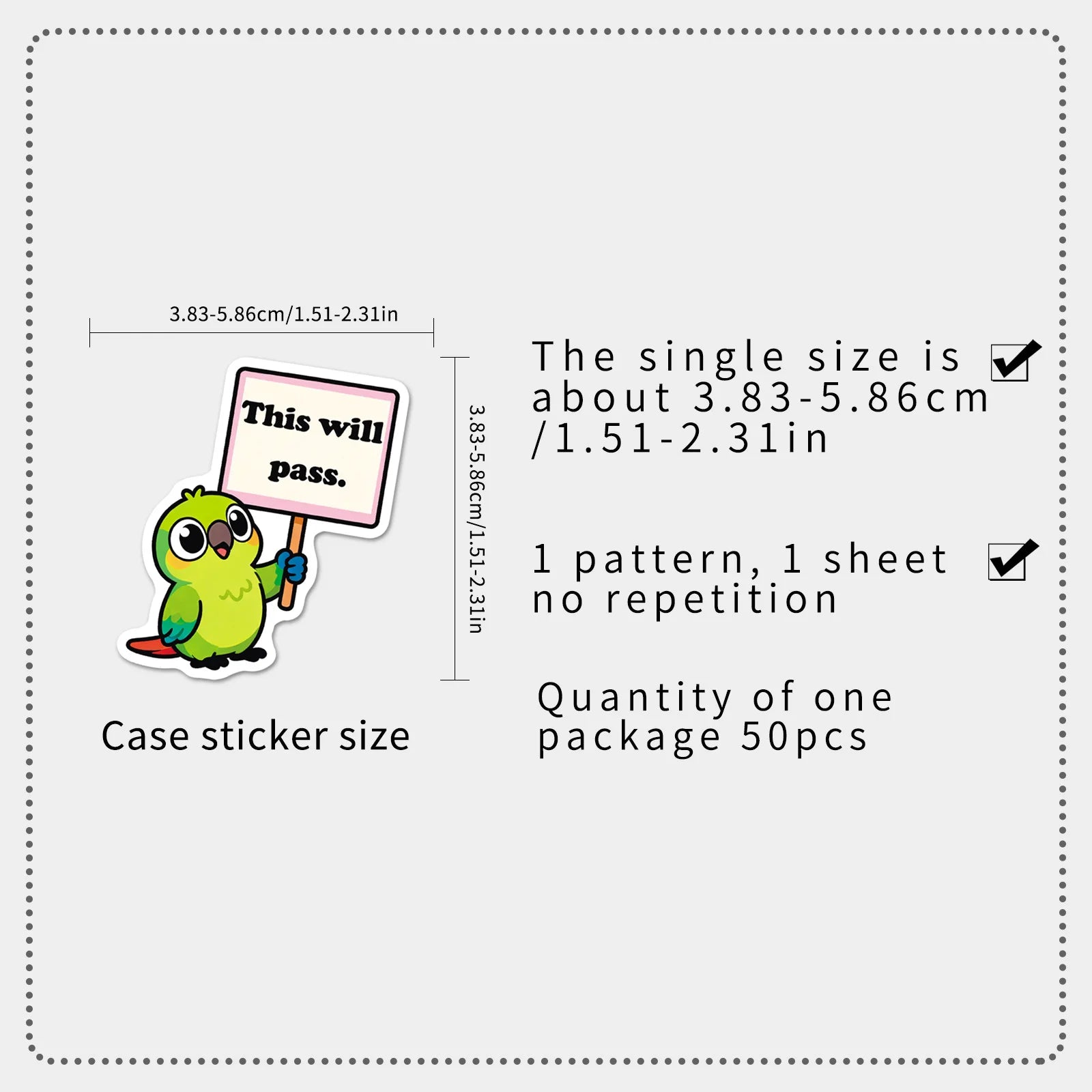 50Pcs Inspirational Phrase Animal Stickers, Cute School Supplies Decals for Notebook Album Cup Phone Fridge DIY Decor