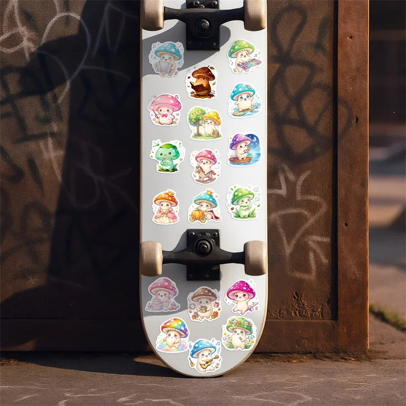 10/30/56PCS Cartoon Mushroom Man PVC Sticky Sticker Stationery DIY Children's Laptop Luggage Skateboard Decoration Scrapbooking