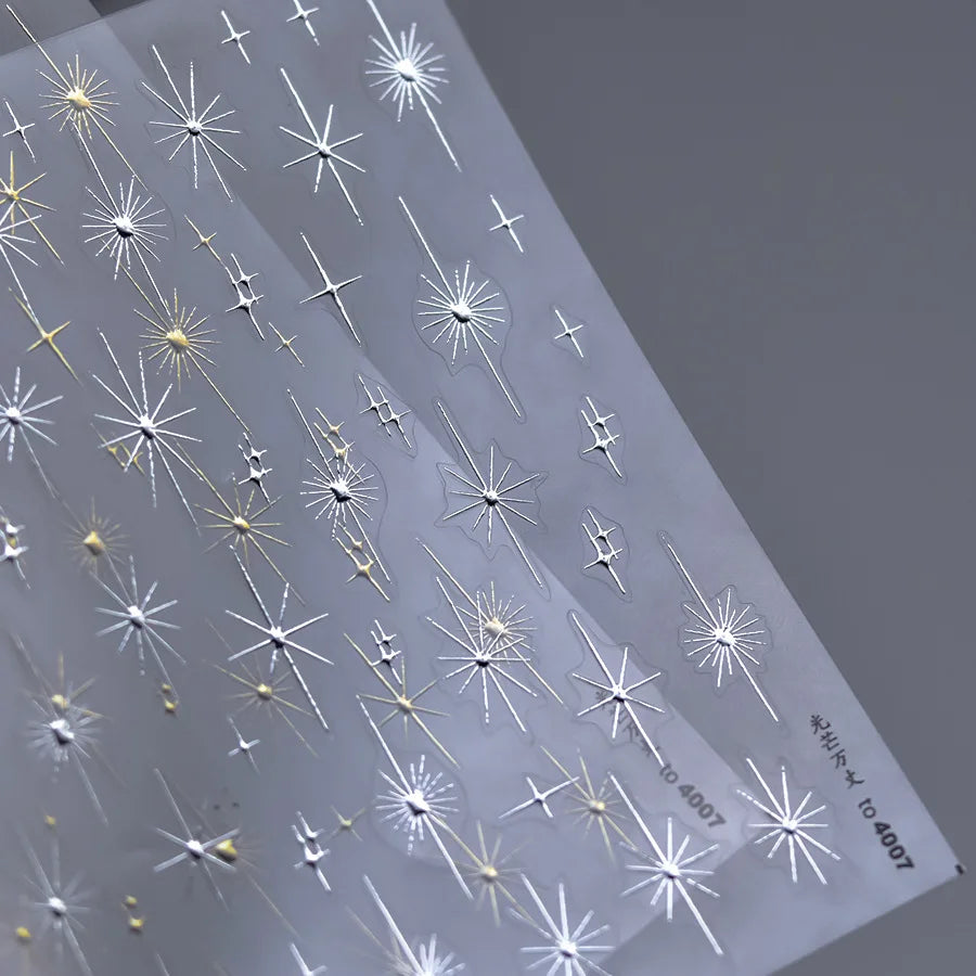 Gold-embossed Nail Stickers 5D Laser Powder Dazzling Gold and Silver Stickers On Nails DIY Wedding Nail Decoration Parts Decals