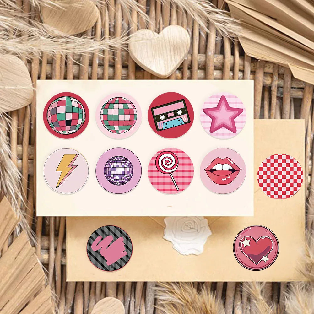 50PCS Instagram Highlight Cover Graffiti Circular Sticker Manual Clip Thin Water Cup Computer Skateboard Decoration Stickers