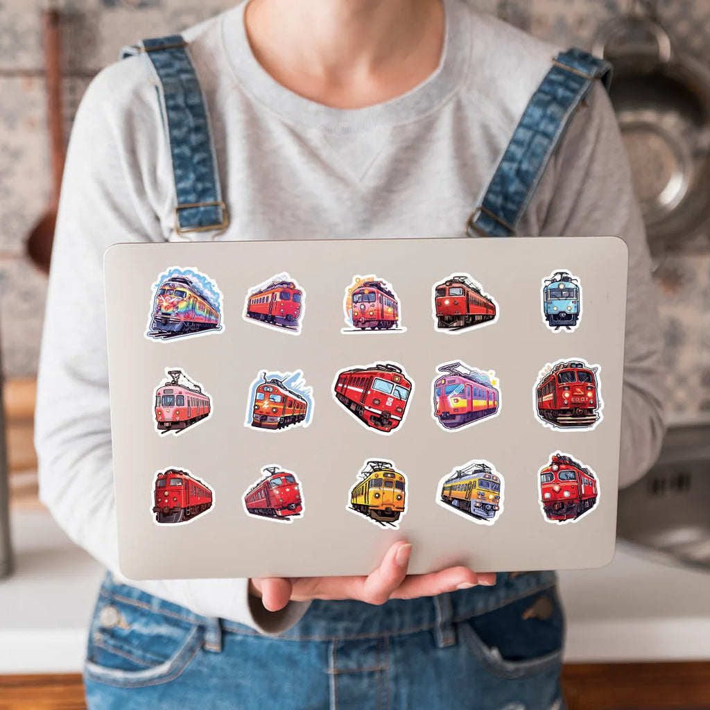 50/100 Pcs Nordic Style Locomotive Doodle Creative Stickers for Laptop Scooter Helmet Fridge Stationery Box Notebook Game Decals