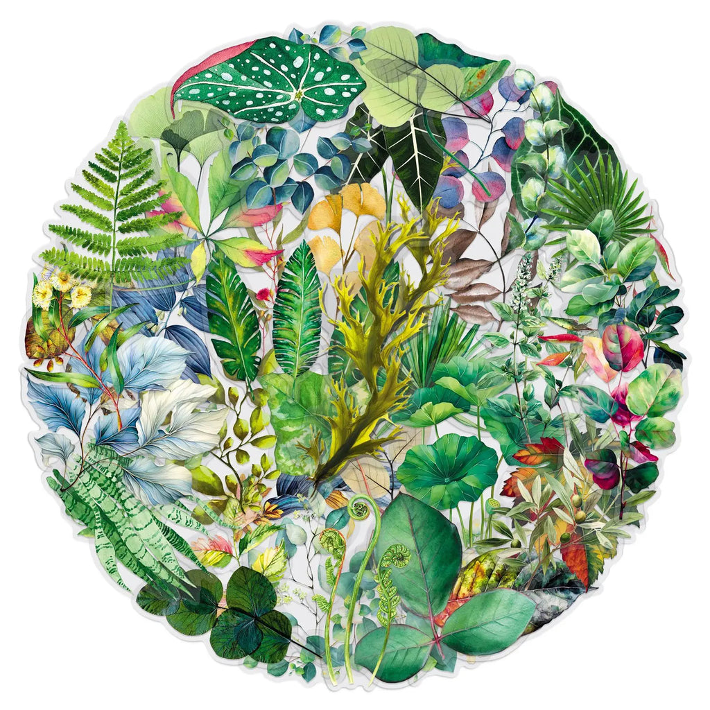 50/100PCS Transparent Leaf Stickers Cartoon Green Plant Leaves PET Waterproof Decoration Mobile Phone Computer Stationery Sticke