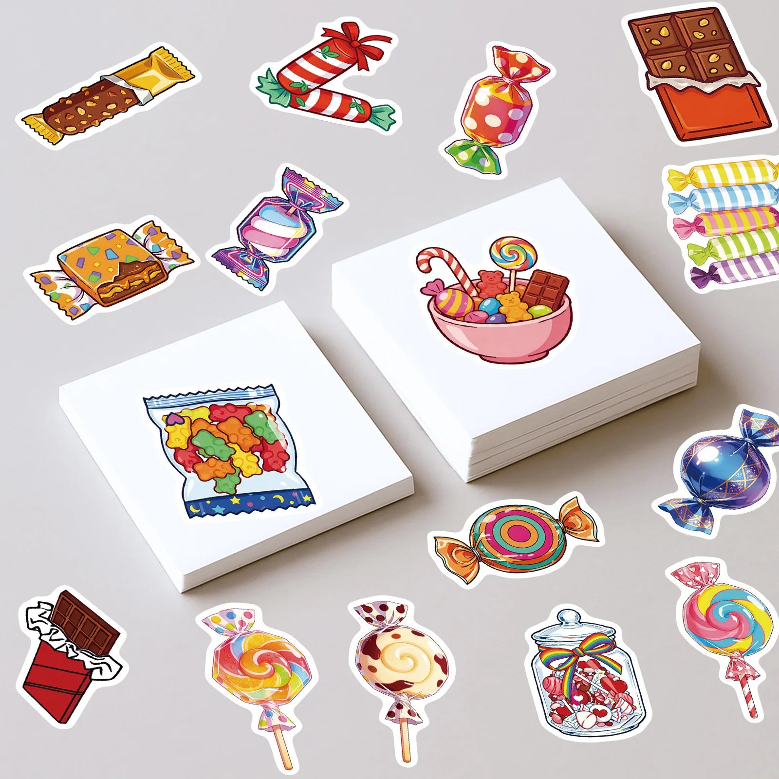 50-Pack Cartoon Colored Candy Stick Stickers Notebooks Luggage Fridges Helmets Storage Boxes Stationery Waterproof Stickers