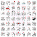 50/100 Pcs Minimalist Stick Figure Couple Heart Stickers for Atmosphere DIY Phone Laptop Window Wall Fridge Waterproof Decals