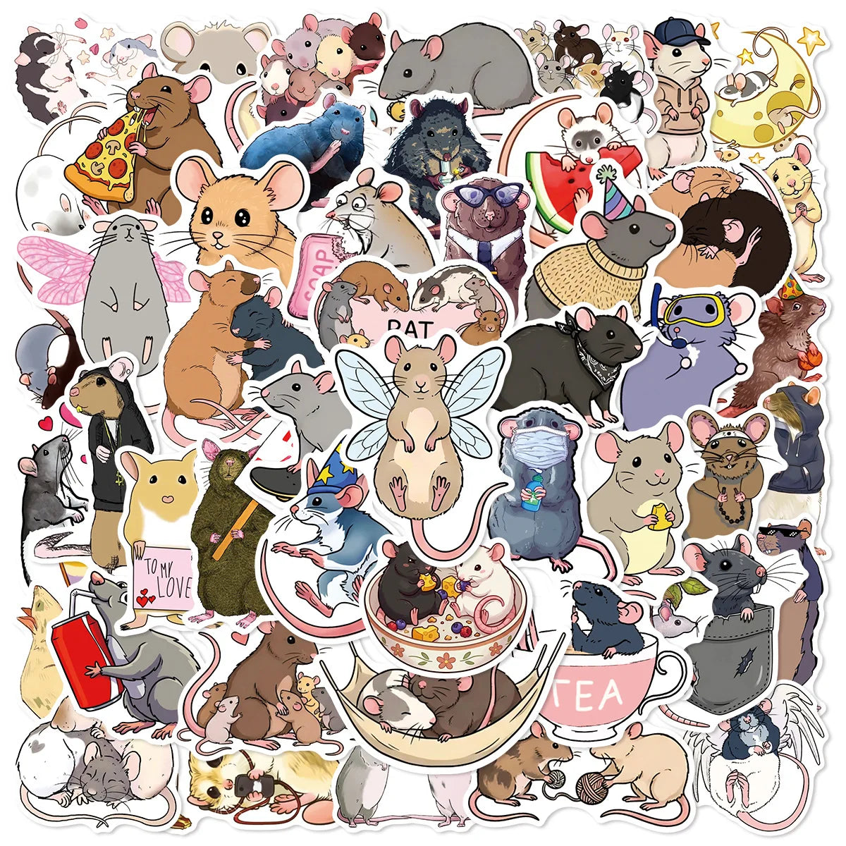 50/100PCS Cartoon Mouse Graffiti Stickers Waterproof Luggage Notebook Skateboard Water Cup Waterproof Stickers