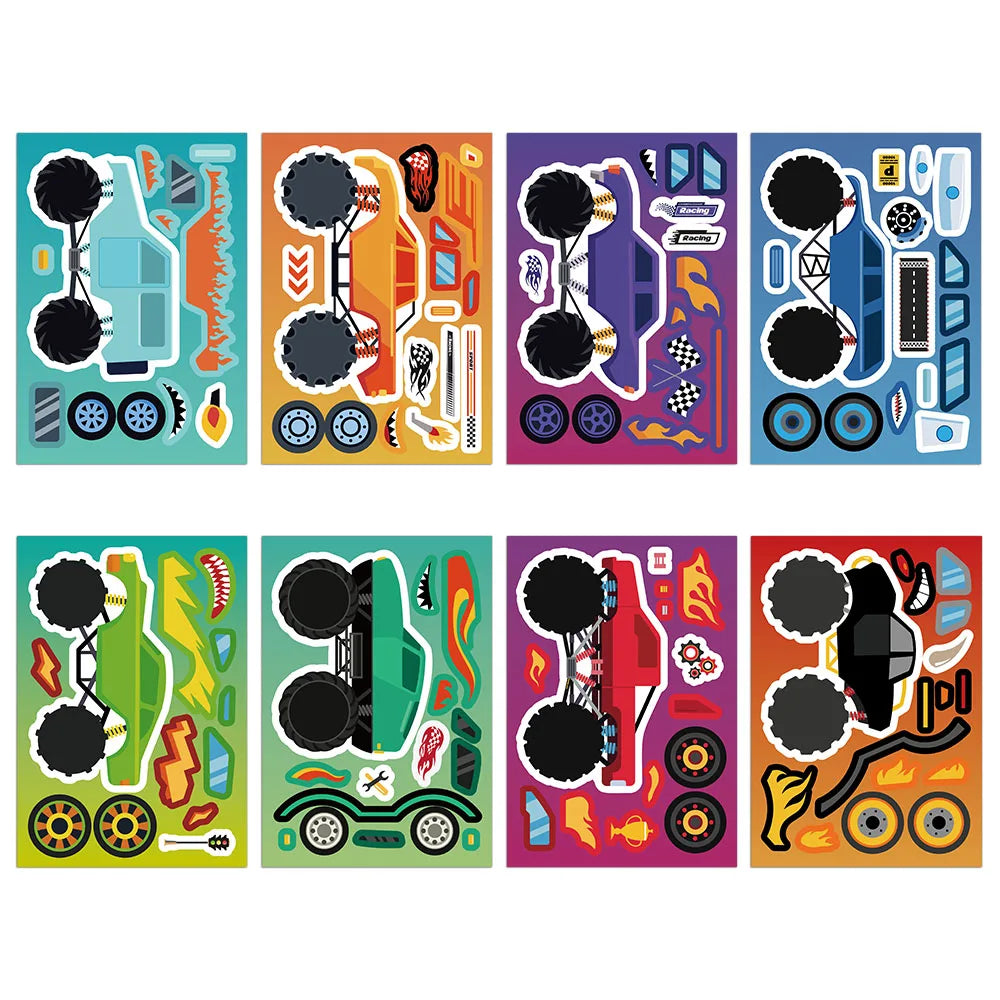 8PCS Cool Off road Vehicle Graffiti Fun Stickers DIY Phone Case Laptop Water Cup Motorcycle Toy Stickers