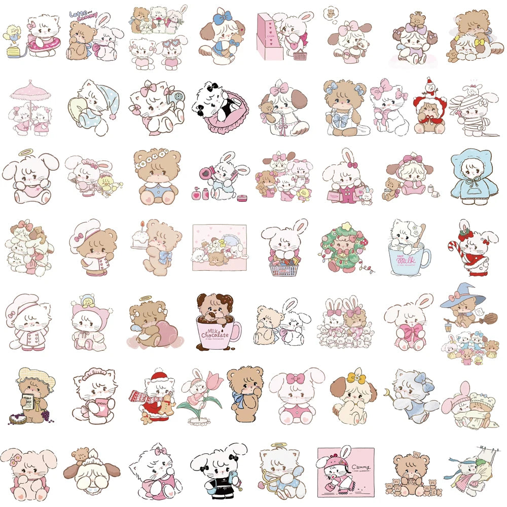 60/120PCS Kawaii Cat Sticker Aesthetic Laptop Luggage Scrapbooking Phone Case Lovely Decorative Gifts Stickers
