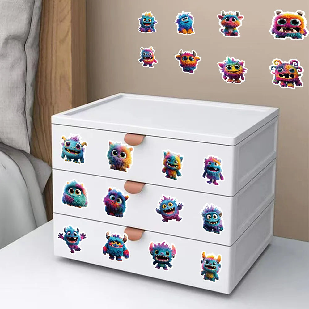 100PCS Super Cute Plush Monster Graffiti Stickers Reward Decorative Stationery Notebook Pen Holder Stickers