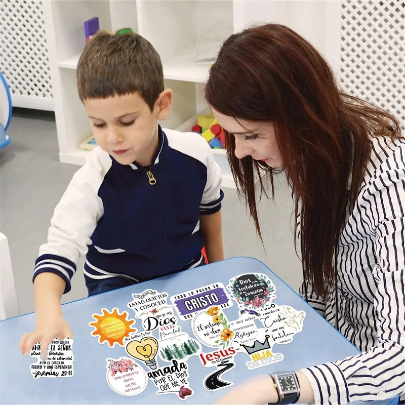 10/30/50PCS Cute Spanish Bible PVC Sticker Aesthetic Decoration Scrapbooking Korean Stationery School Supplies for Kids