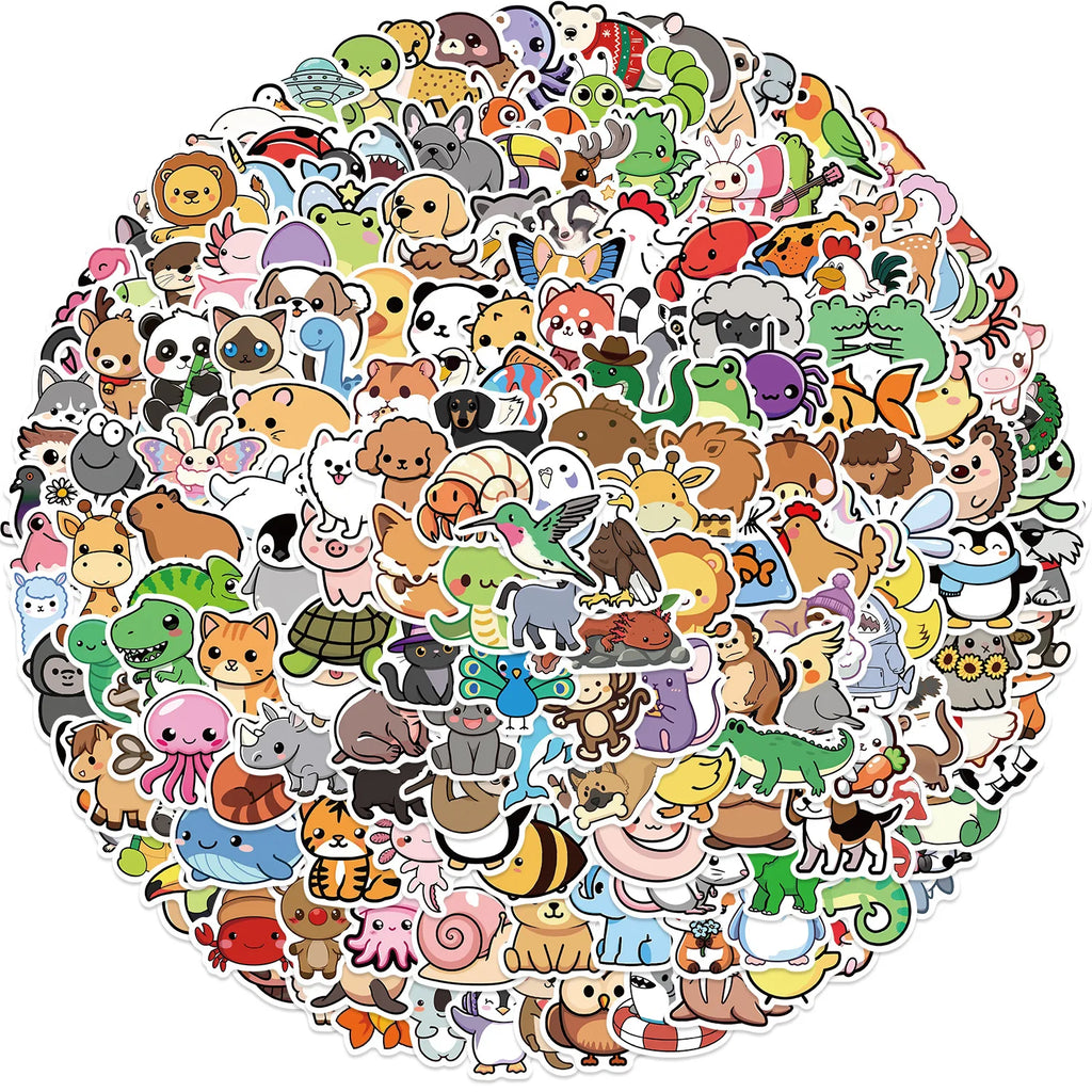 200PCS Small Size Cute Cartoon Animal Graffiti Stickers For DIY Decor Children Notebook Luggage DIY Waterproof Stationary