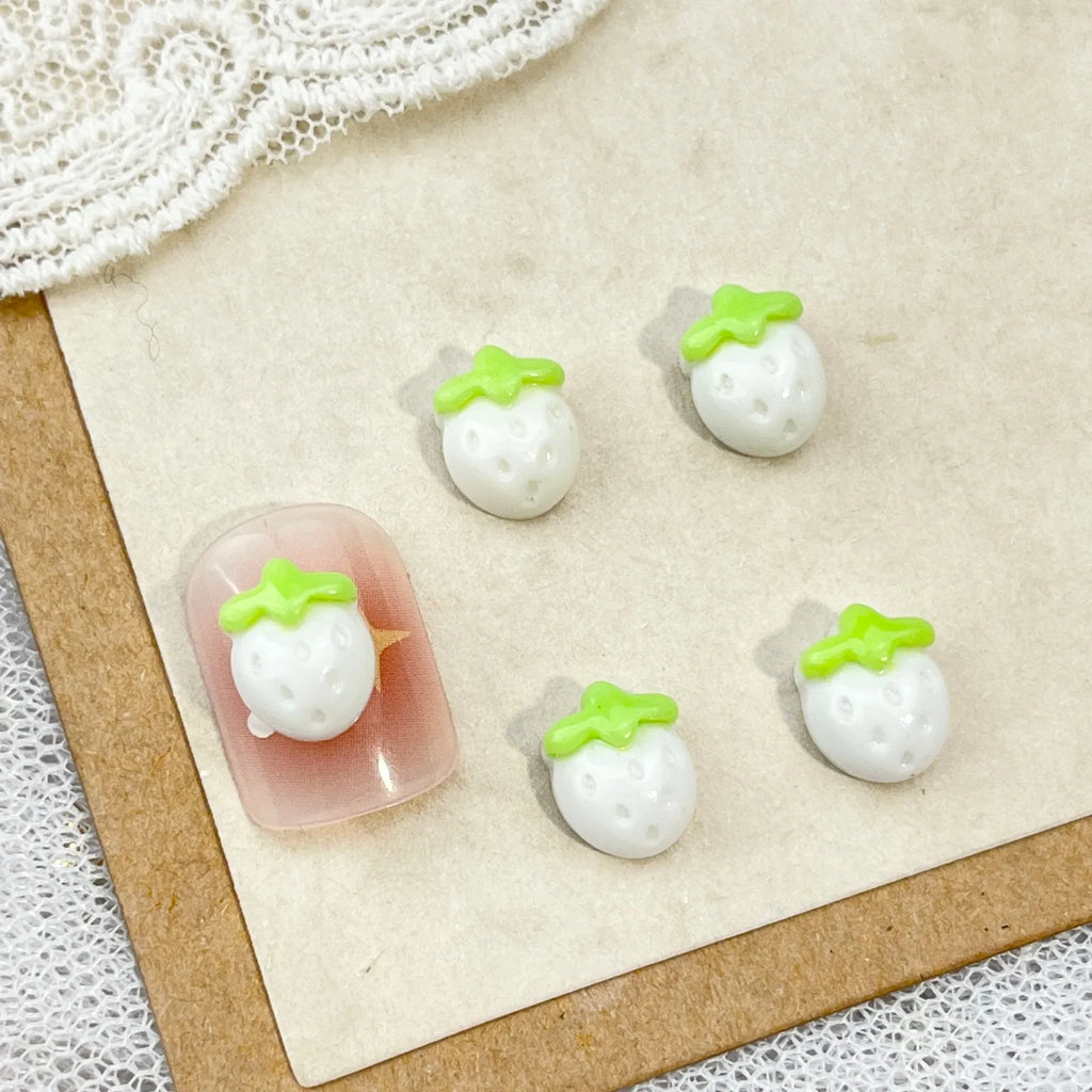 20pcs Sweet Strawberry Nail Art Accessories 3D Flatback Cartoon Resin Nail Charms For DIY Autumn Nail Art Decorations Supplies