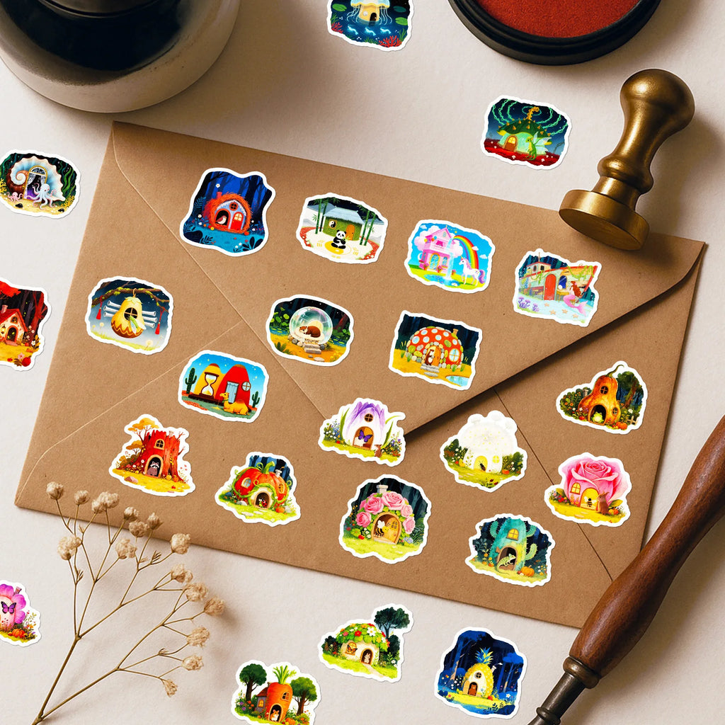 56-Piece Fairy-Tale Forest Animal House Doodle Stickers Student Stationery Notebook Holiday Reward Decorative Stickers