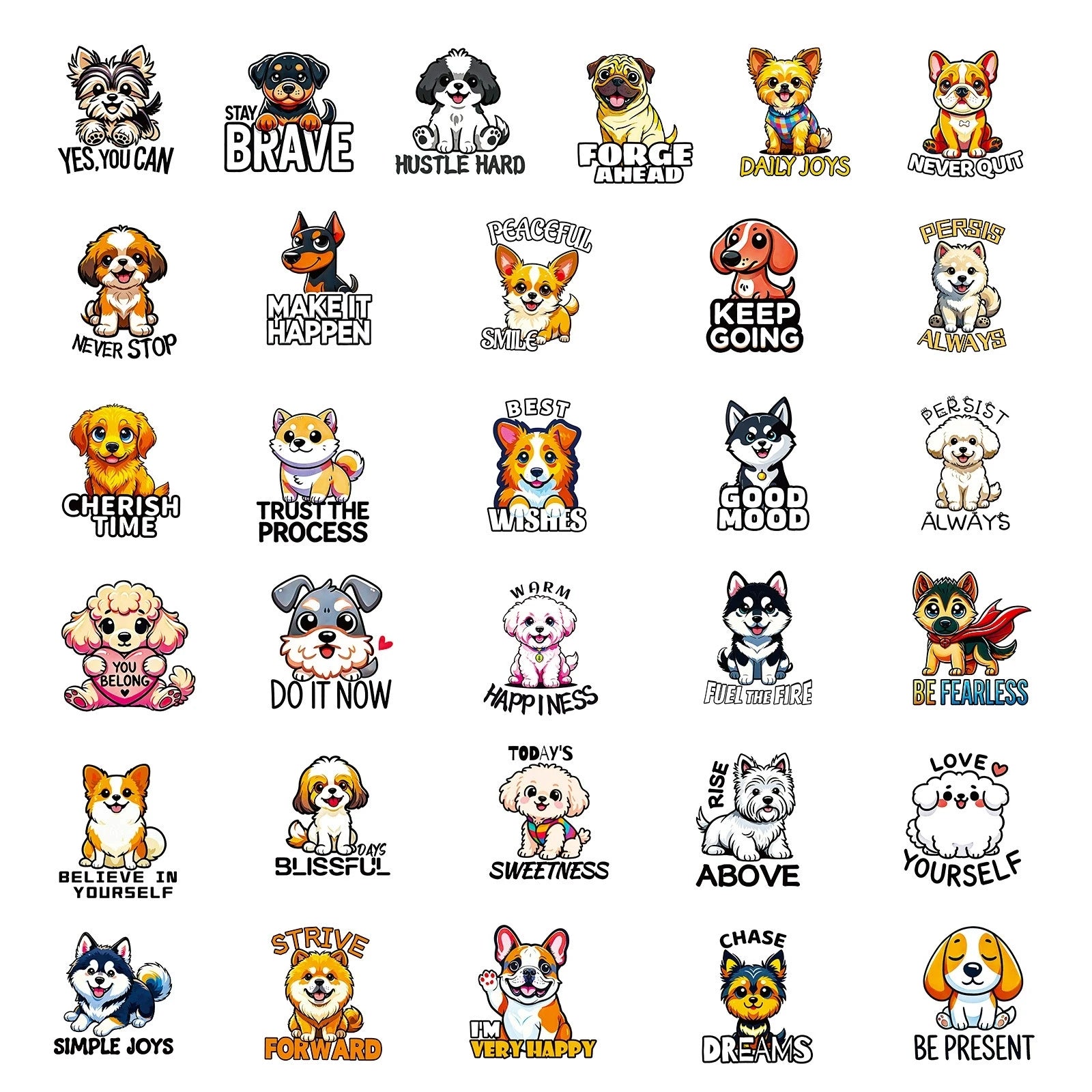 56/118PCS Cartoon Animal Dog/Food Text Stickers Cute and Fun Graffiti Notebook Stationery Decoration Stickers