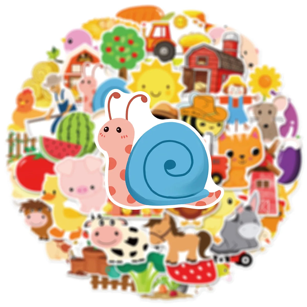 50/100PCS Cute Cartoon Farm Pasture Stickers Graffiti Decoration Water Cups Luggage Waterproof Stickers
