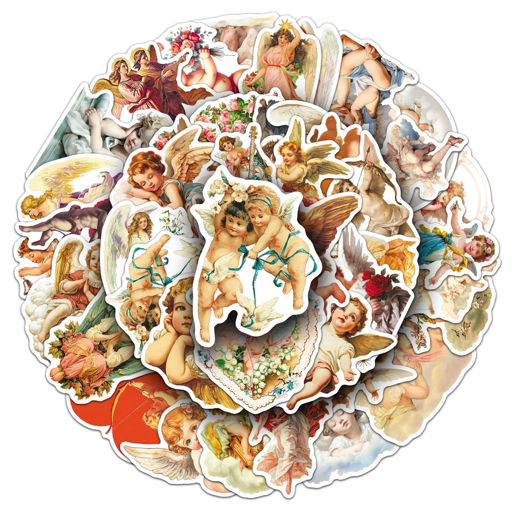 50-Pack Retro Cupid Nordic Angel Graffiti Stickers for DIY Decoration on Mobile Phones Guitars Headsets Luggage Notebooks