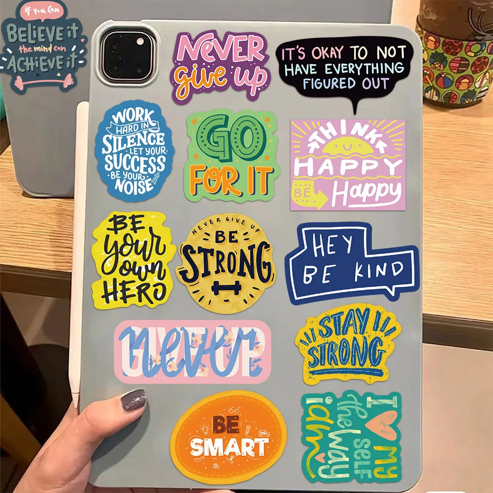 50PCS Inspirational English Cartoon Stickers Creative DIY Stickers Tags Tablet Decorative Stickers
