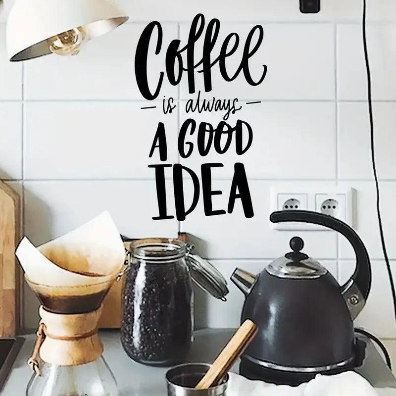 A Self-Adhesive Wall Sticker Featuring The Word 'Coffee' in English, Measuring 7.87X11.81inch, Designed for Decorating Backgroun