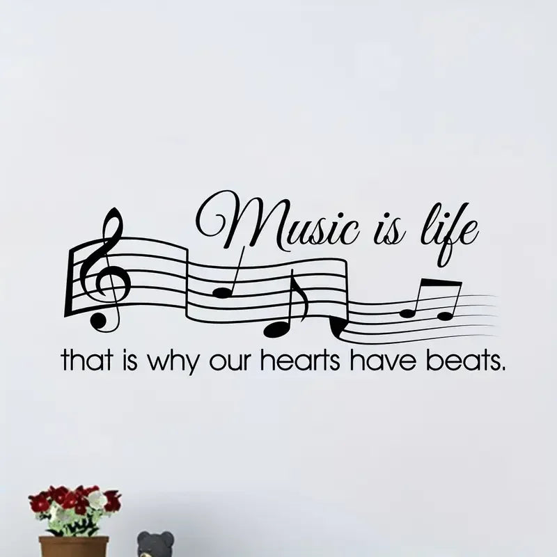 Vinyl Sticker for Wall Decor: 'Music Is Life, And That'S Why Our Hearts Have Rhythms.' Perfect for Bedroom Art And Home Decorati