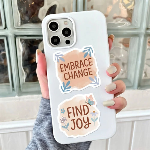 10/30/50PCS INS Colored BOHO Inspirational Sticky PVC Sticker Stationery DIY Laptop Luggage Skateboard Decoration Scrapbooking