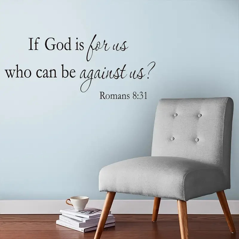 1Pc Inspirational Quotes Wall Sticker, IF GOD IS FOR US WHO CAN BE AGAINST US Self-Adhesive Wall Decor Art Decals, For Home Bedr
