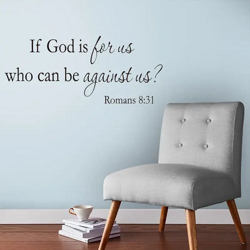 1Pc Inspirational Quotes Wall Sticker, IF GOD IS FOR US WHO CAN BE AGAINST US Self-Adhesive Wall Decor Art Decals, For Home Bedr