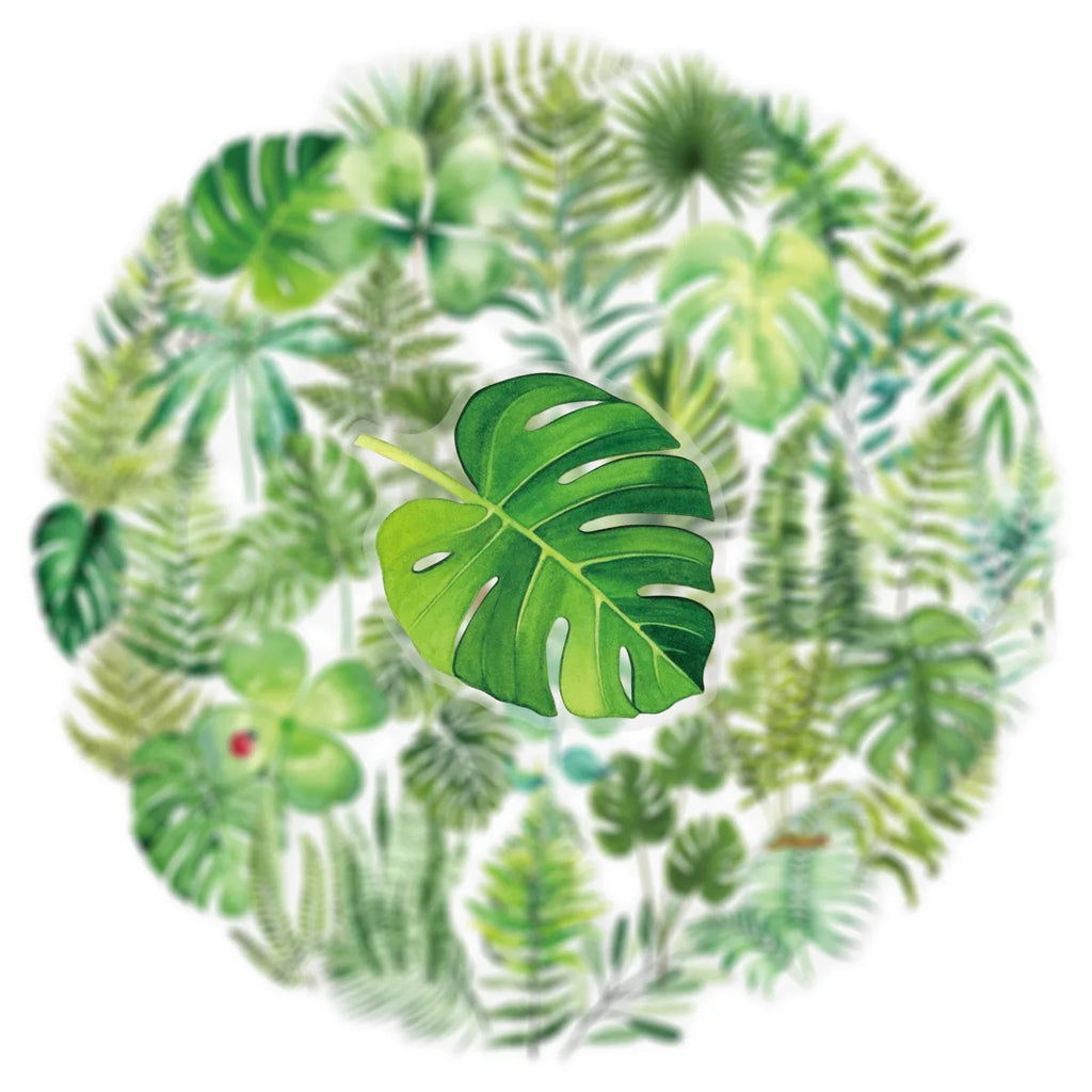 50/100PCS Transparent PET Green Leaf/Flower Plant Stickers Notebook Tablet Phone Water Cup Decorative Stationery Stickers