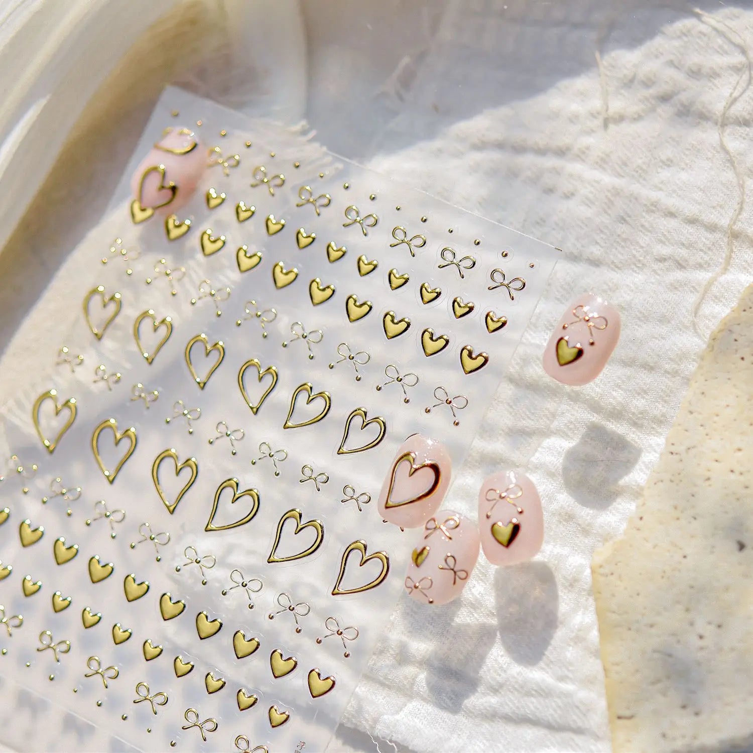 1pcs Gold Silver Metal Nail Stickers Irregular Bows Heart-shaped Back Glue Nails Accessories Stickers DIY Manicure Decorations