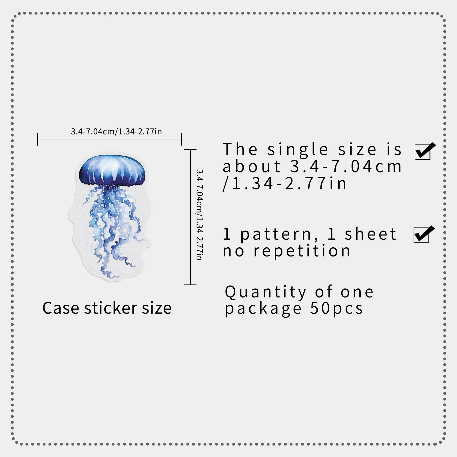50PCS Cartoon Jellyfish Ocean Stickers, Clear PET Decals for Notebook Stationery Guitar Fridge Book Desk Decor