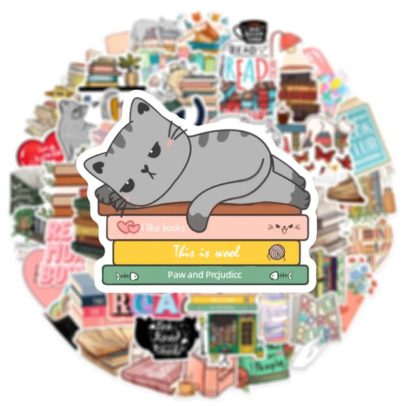 10/30/50PCS Cartoon Animal Reading Children's PVC Sticker Aesthetic Decoration Scrapbooking Stationery School Supplies for Kids