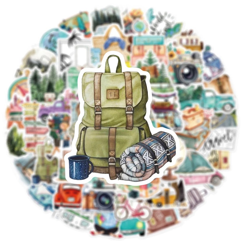 50-Pack Outdoor Travel Doodle Stickers Waterproof Decorative Stickers for Luggage Storage Boxes Water Cups Guitars Stationery