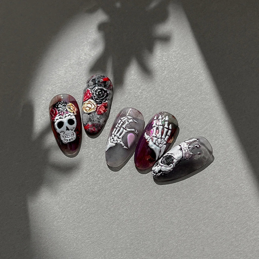 Jelly Halloween Skeleton Stickers Nail Art Cool Evil dark style decorative Nails Sticker DIY Trendy Manicure Ornaments Supplier