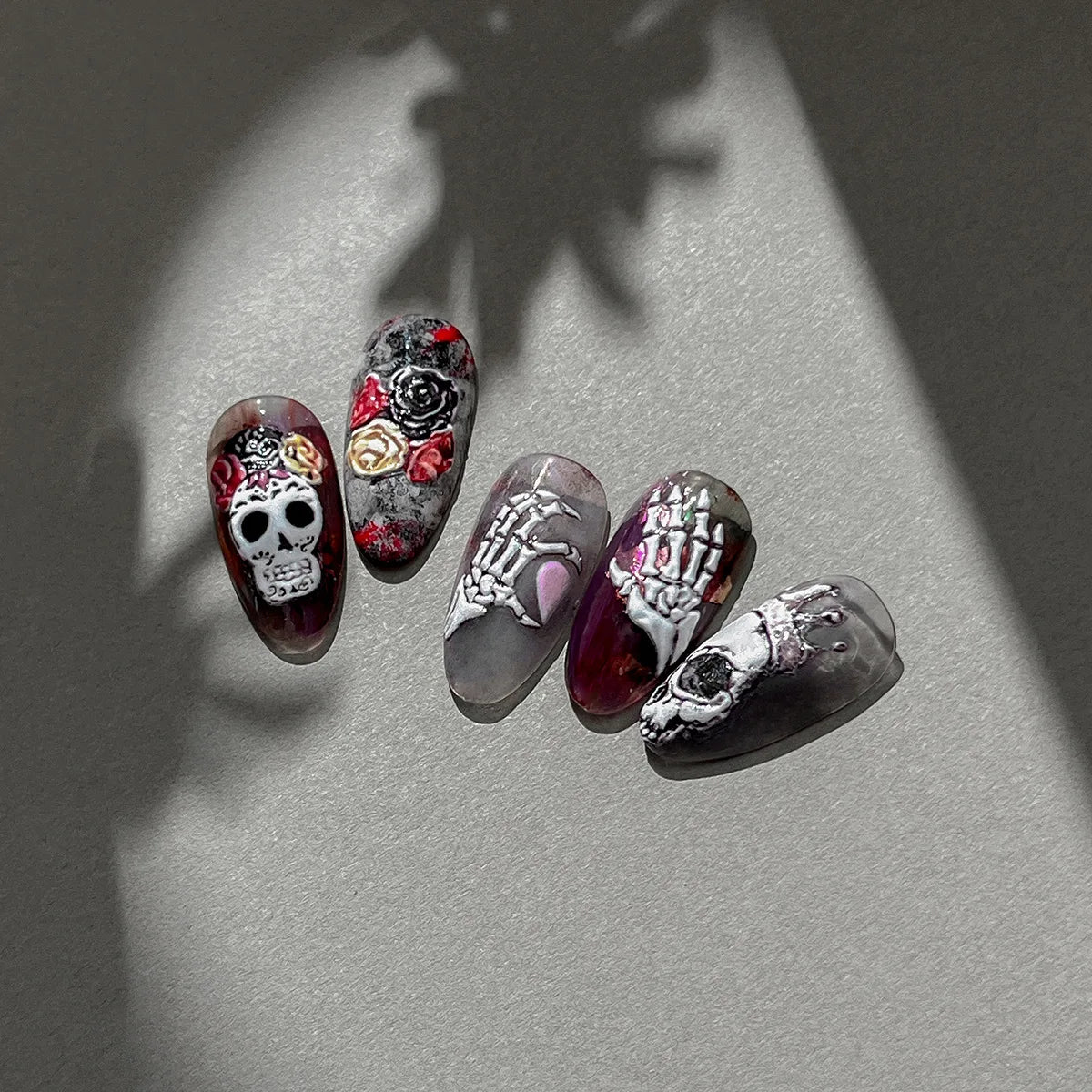 Jelly Halloween Skeleton Stickers Nail Art Cool Evil dark style decorative Nails Sticker DIY Trendy Manicure Ornaments Supplier