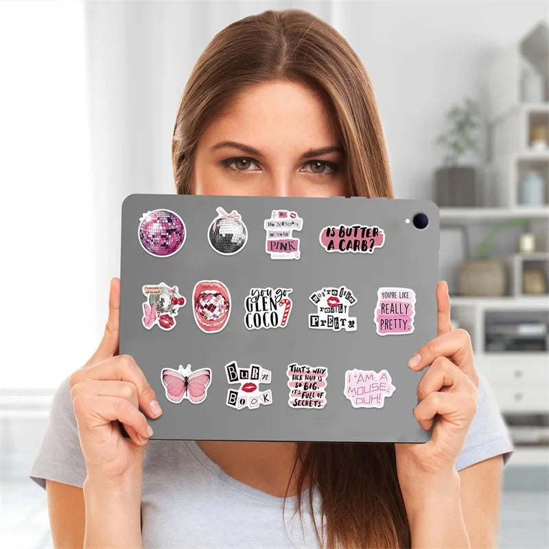 10/30/50PCS Cute Pink Girl Lip PVC Sticky Sticker Aesthetic Stationery DIY Children's Decoration Scrapbooking School Supplies