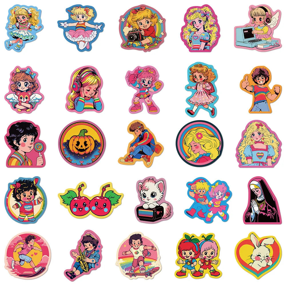 50/100PCS Cute Retro Stickers Luggage Phone Water Cup Decoration Waterproof DIY Stationery Stickers