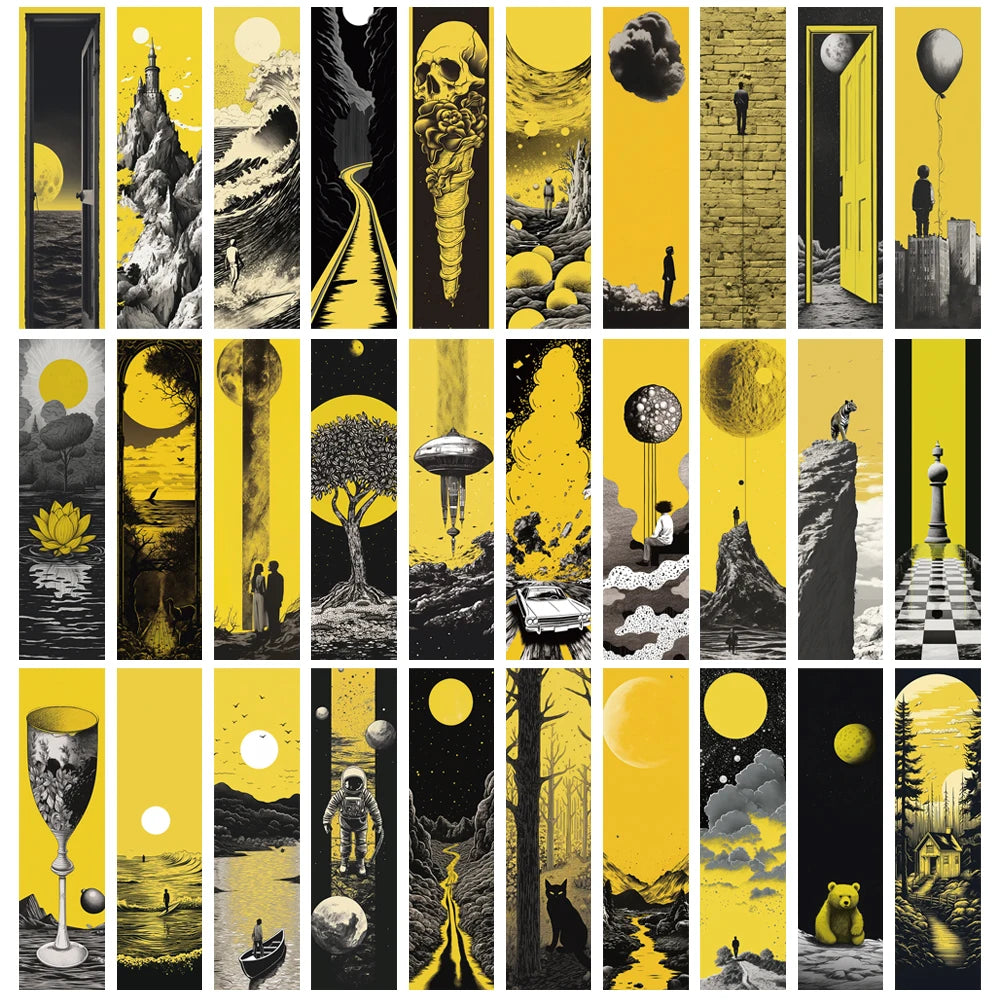 30PCS Imagination Of Three Dimensional Sunlight Yellow Bookmarks Reading Living DIY Laptop Luggage Skateboard Gifts Bookmark ﻿