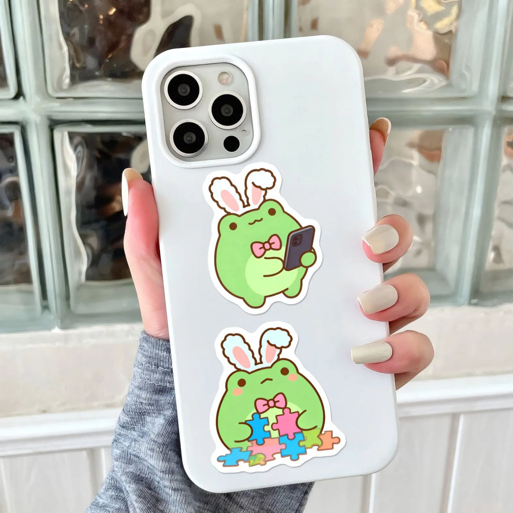 50/100Pcs Cartoon Frog HD Watercolor Doodle Stickers DIY for Stationery Box Pen Holder File Folder Phone Desk Helmet Thick Decal