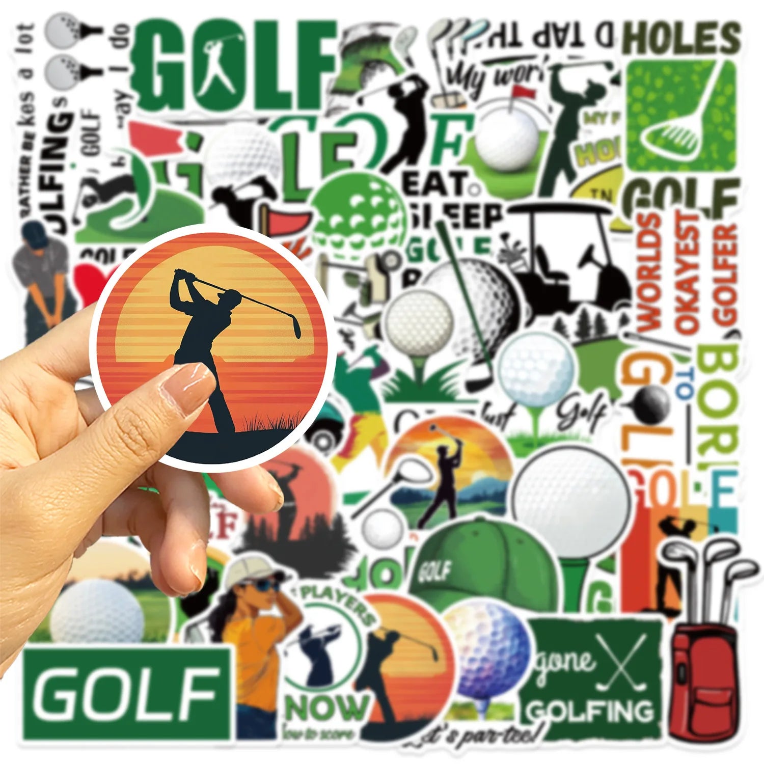 50PCS Cartoon Golf Graffiti Stickers Decor Guitar Notebook Luggage DIY Waterproof Stickers
