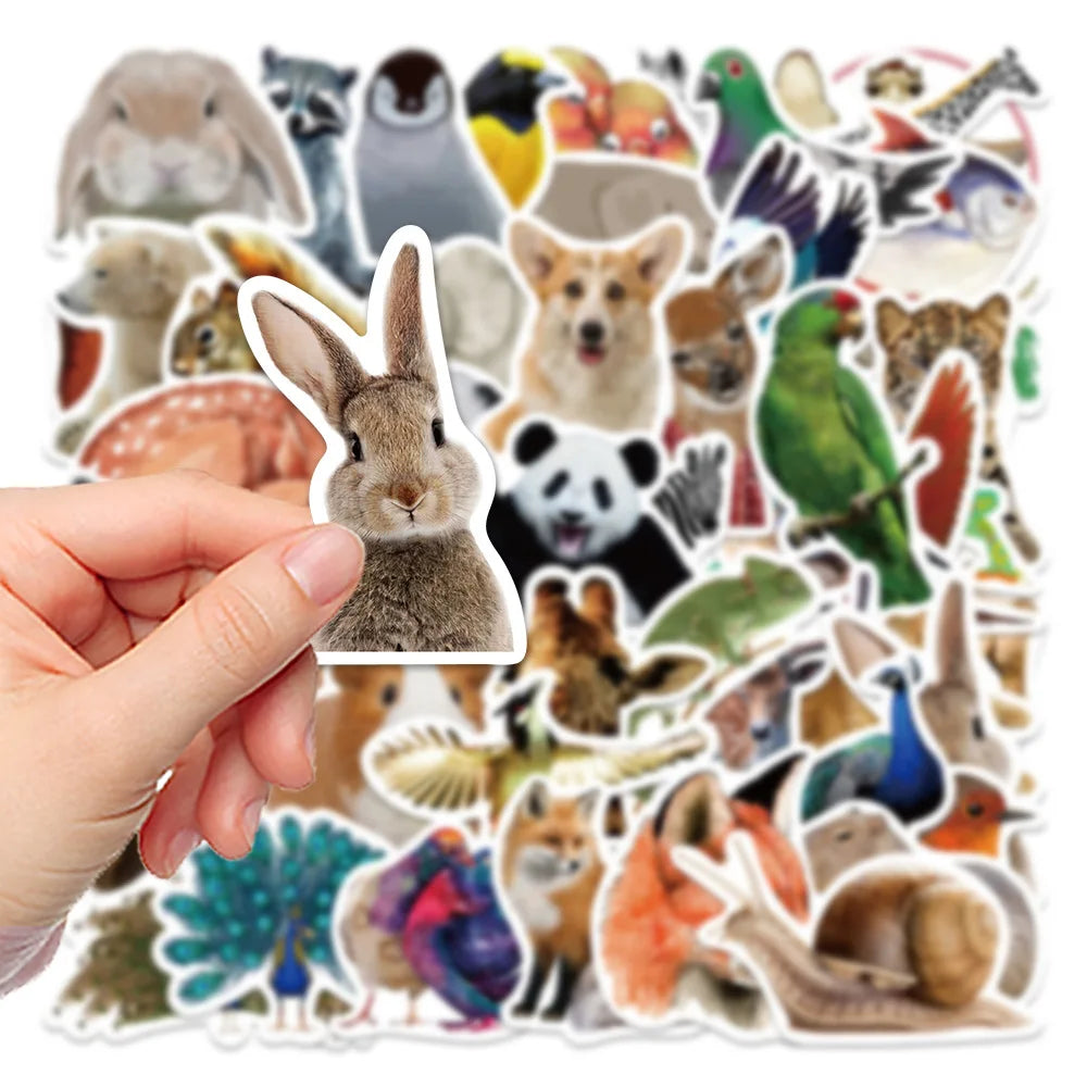 50/100pcs Jungle Zoo Wild Animal Stickers for Kids Boys Girl Baby Shower Wall Decal Notebook Water Bottle Luggage Laptop Phone