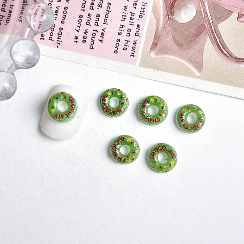 20PC Candy Nail Charms Lumious Cartoon Donut Nail ArtF Accessories Creative Simulated Painted Doughnut Nail Decorations Supplies