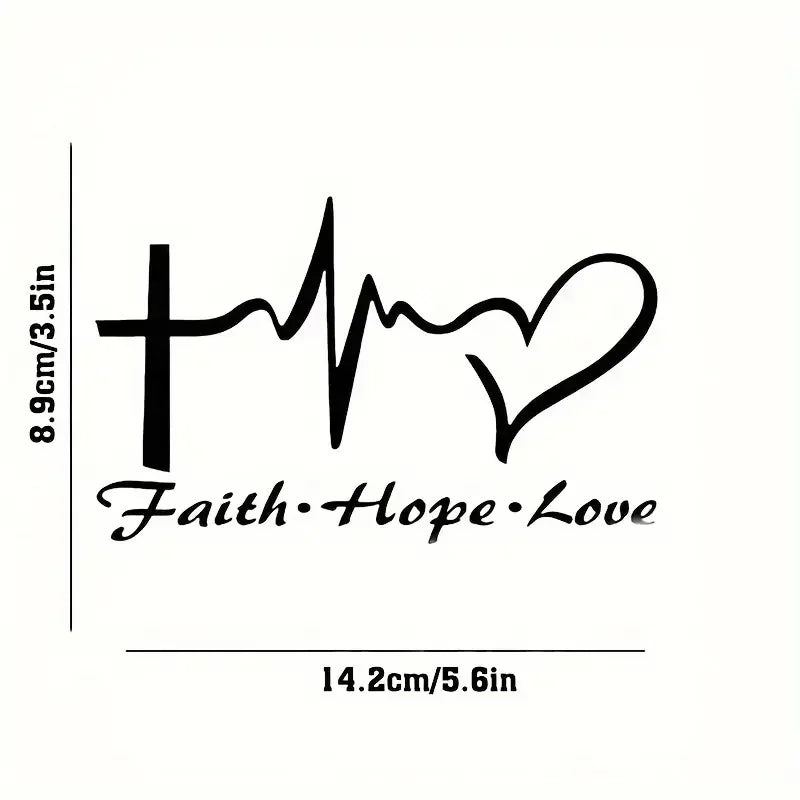 Show Your Faith With A Stylish Hope, Faith, Love Heart Car Decal Sticker