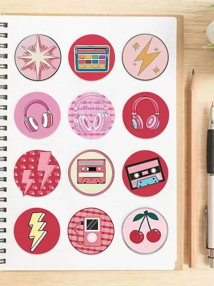 50PCS Instagram Highlight Cover Graffiti Circular Sticker Manual Clip Thin Water Cup Computer Skateboard Decoration Stickers