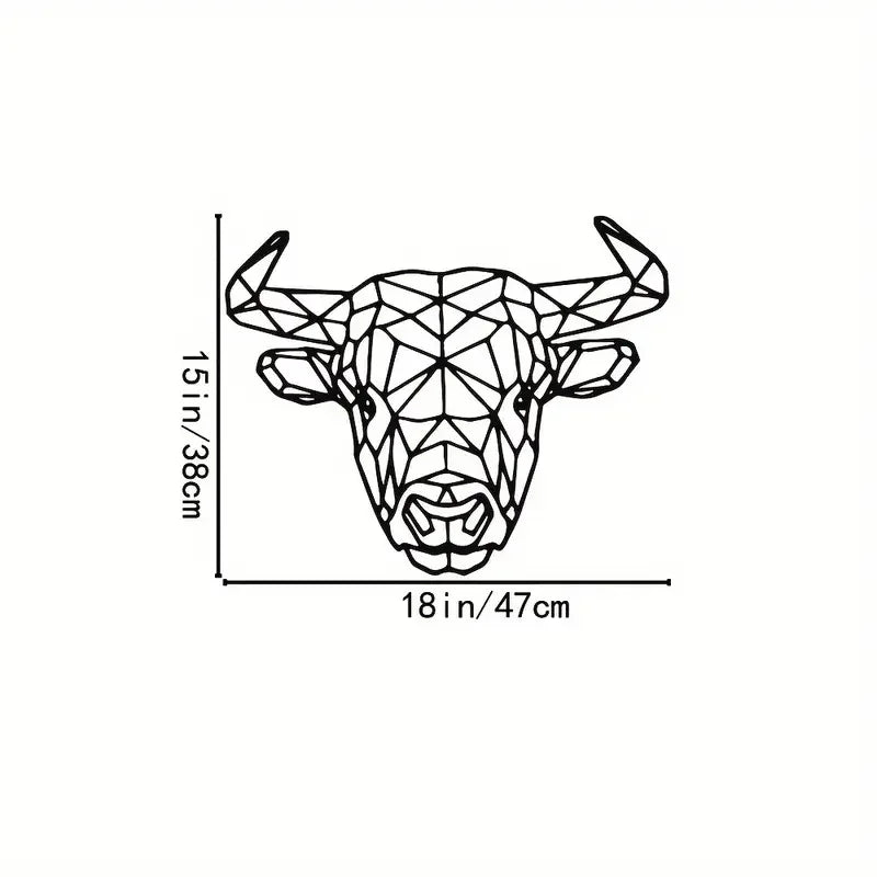 1pc Artistic Vinyl Wall Decal, Geometric Bull Animal Silhouette Mural, Wall Art Sticker For Bedroom, Entryway, Living Room, Offi