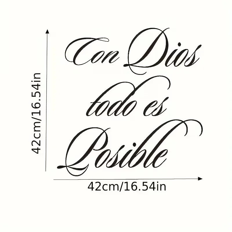 1pc Spanish Quote Wall Sticker, God Bless Everything Is Possible, Self-Adhesive Wall Stickers, Bedroom Entryway Living Room Porc